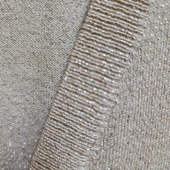 DG2 Cardigan Sweater Womens XL Gold Metallic Crest Button Pockets V Neck Sparkle - Picture 10 of 11